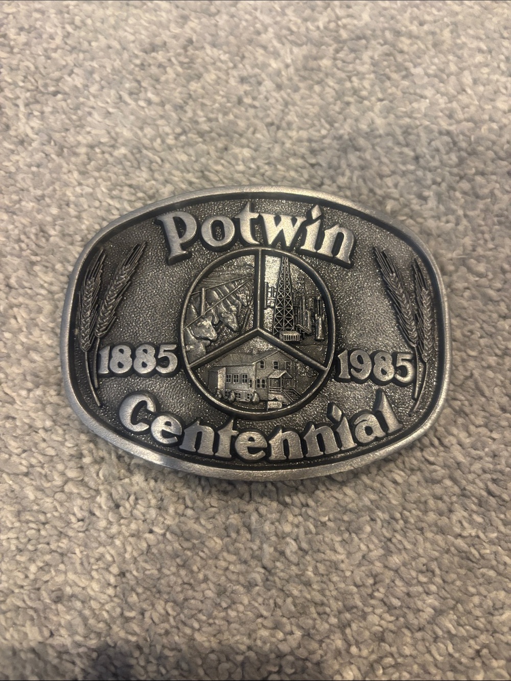 Vintage Potwin Kansas Centennial Belt Buckle